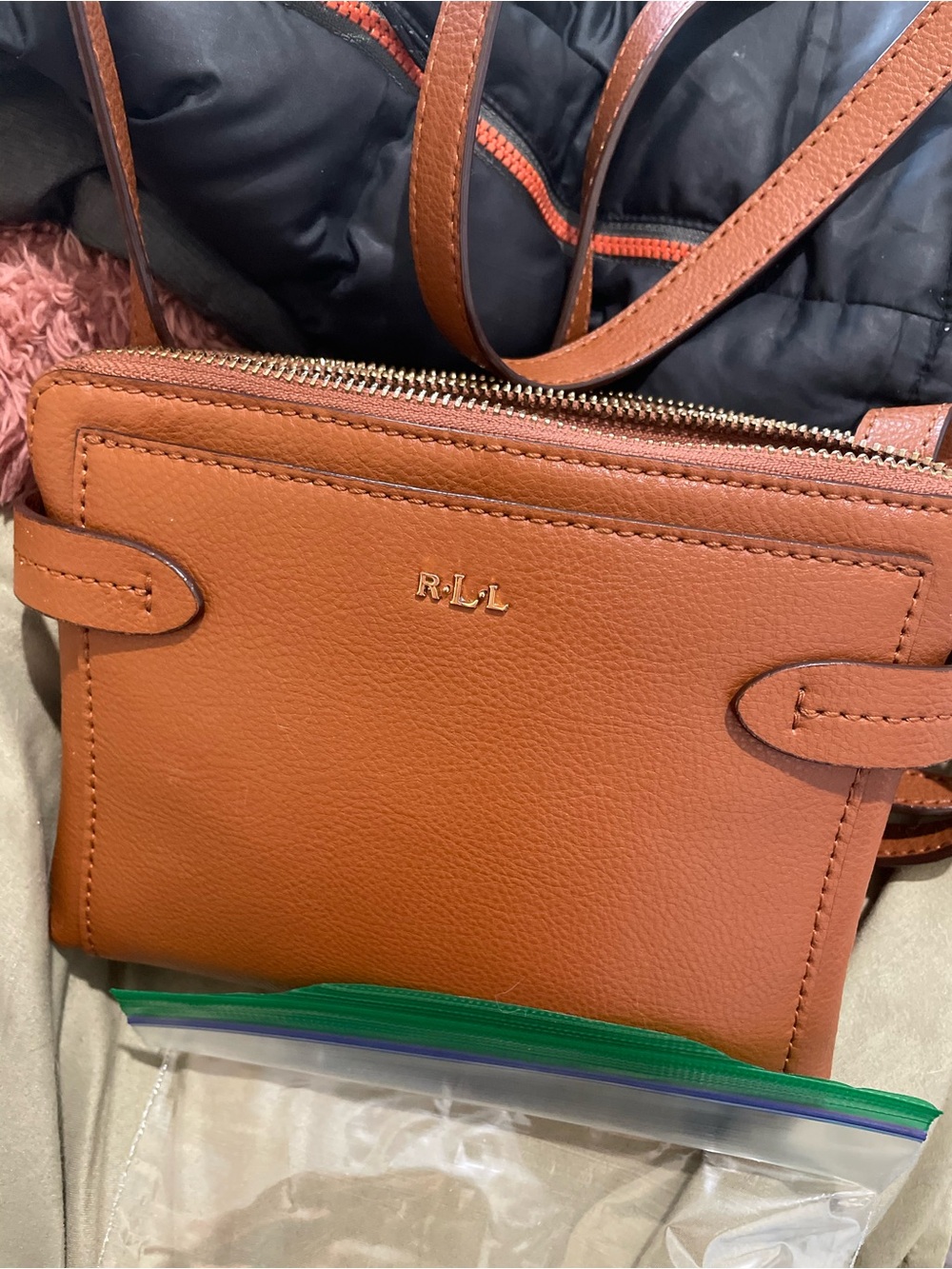 Lauren Ralph Lauren Cognac Crossbody with Gold Hardware